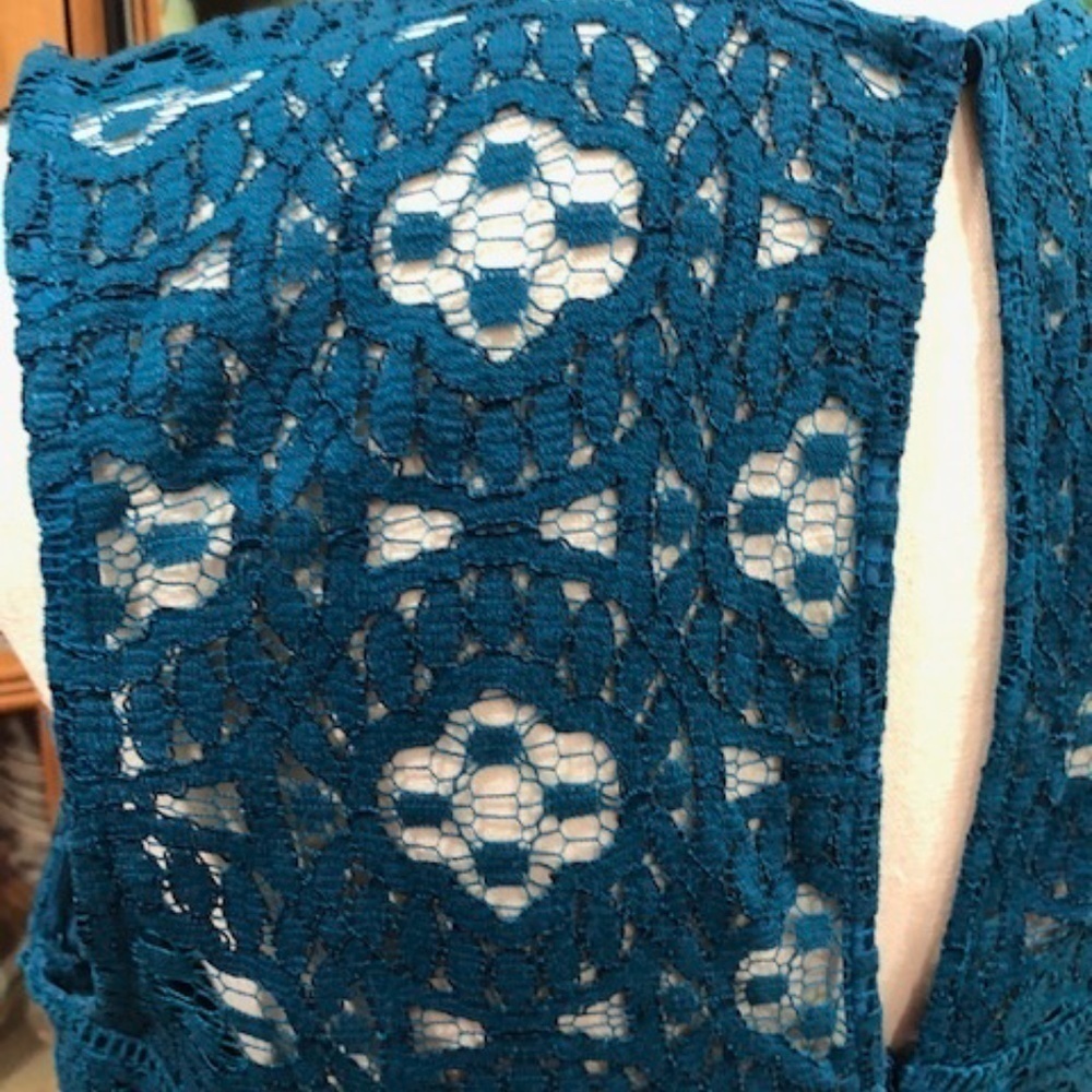 Anthropologie HD in Paris Turquoise Crochet Sheath, Size Medium - Picture 9 of 13